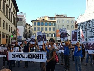 firenze-manifestazione-contro-lutilizzo-dei-cavalli-per-le-carrozzelle