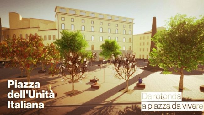Come sarà Piazza dell'Unità: più verde con 13 nuovi alberi