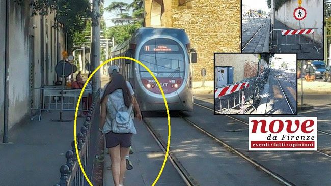 Tramvia a Porta al Prato: pericolo, pedoni sul binario