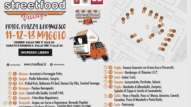 Da venerdì a domenica lo Street Food Village a Prato