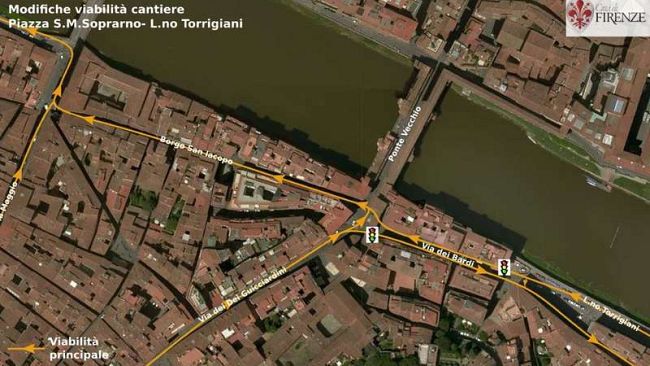 Viabilità: lunedì riapre il tratto tra lungarno Torrigiani e via dei Bardi