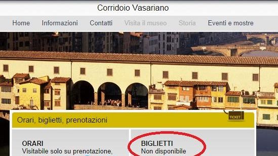 Corridoio Vasariano, sospesa entrata in vigore del biglietto