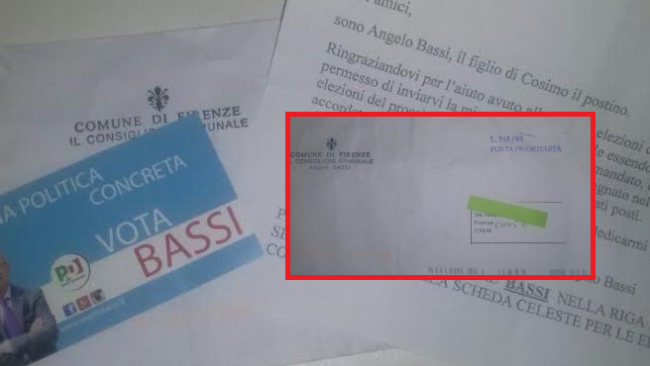 A casa Grassi, invito al voto elettorale con giglio del Comune