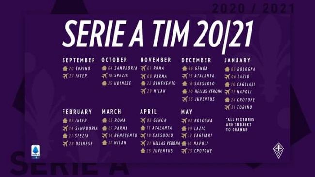 Viola, il calendario 2020-2021