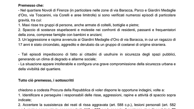 Giardini Medaglie d'oro: esposto di residenti esasperati da baby gang