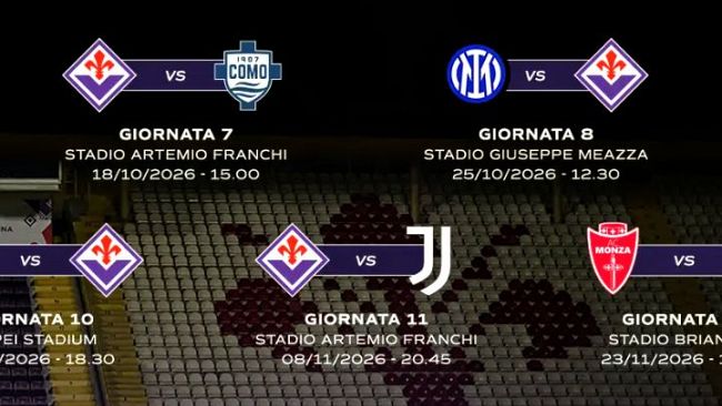 Fiorentina - Juventus domenica 8 novembre ore 20,45