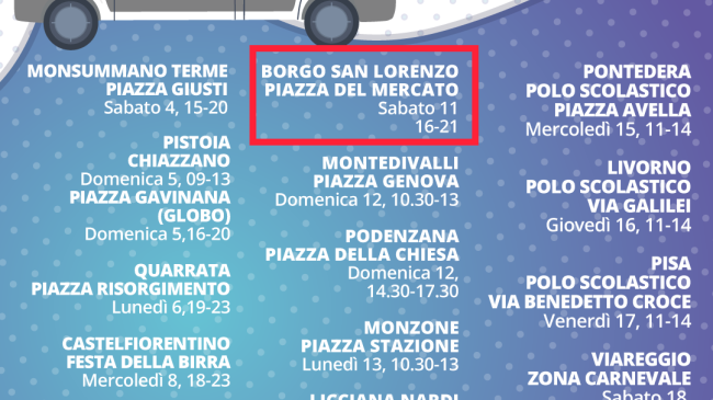 GiovaniSìVaccinano: il Camper viaggia in Toscana