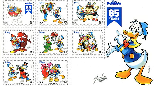 Francobollo per Paperino emesso oggi: a Lucca speciale annullo