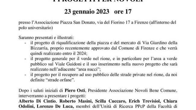 Conferenza: i progetti per Novoli