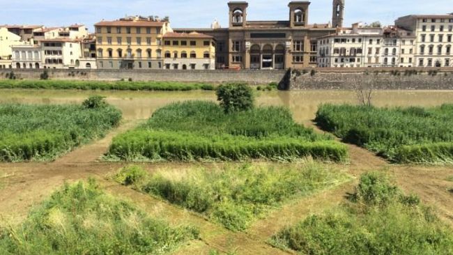 Un giardino pubblico sotto Lungarno Serristori