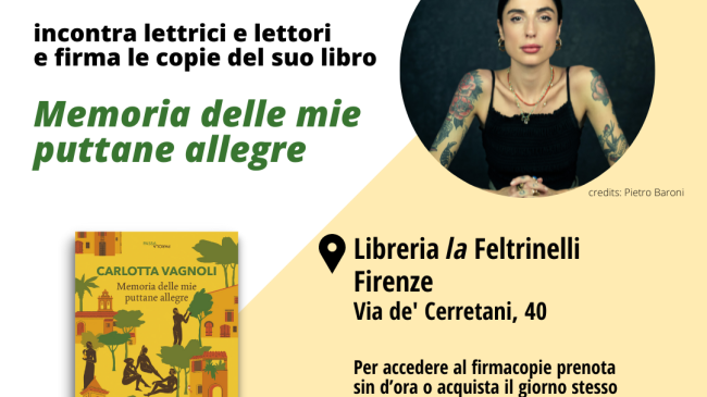 Carlotta Vagnoli firma il libro da Feltrinelli