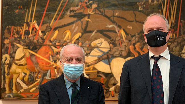 De Laurentiis (Napoli) e Corsi (Empoli) in visita agli Uffizi
