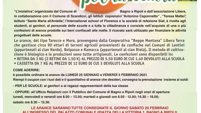 Bagno a Ripoli: tornano le “Arance della legalità”