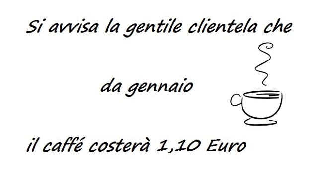 Caffè, il prezzo nel 2019: in alcuni Bar sono comparsi i primi avvisi