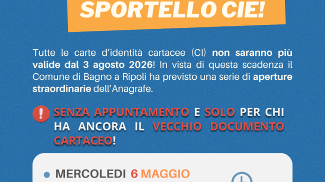 Carta d’identità elettronica: aperture straordinarie a Bagno a Ripoli