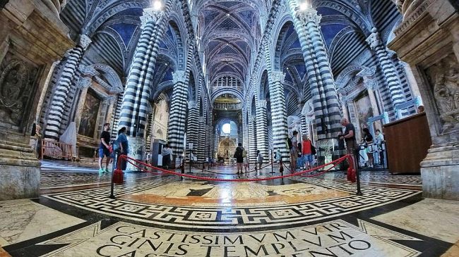 Pavimento alchemico del Duomo di Siena: Sibilla Delfica e Bianco Cigno