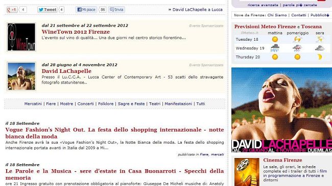 Nuova rubrica degli Eventi su Nove da Firenze