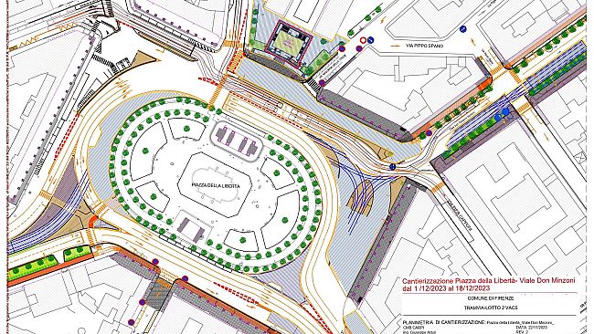 Tramvia: martedì sera cambia il cantiere in piazza della Libertà