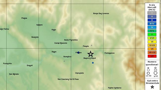 Terremoto: epicentro a Bagno a Ripoli, scossa avvertita a Firenze
