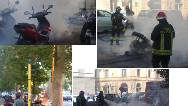 Motorino in fiamme sui viali fiorentini, traffico in tilt e tanta paura FOTO
