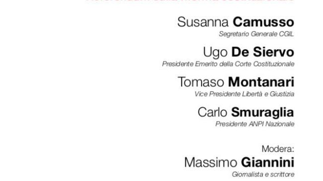 Referendum sulla riforma costituzionale: all'Obihall il 26 ottobre iniziativa della CGIL
