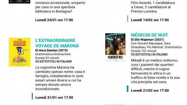 Institut français: Cinema a Palazzo e Cinedams tutti i lunedì alle 17