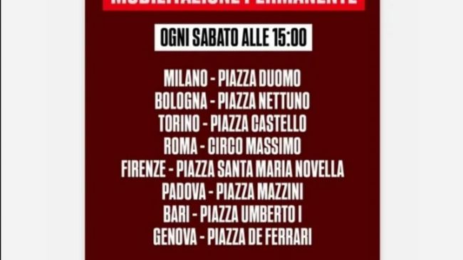 Movimento 17 ottobre, sabato manifestazione a Firenze