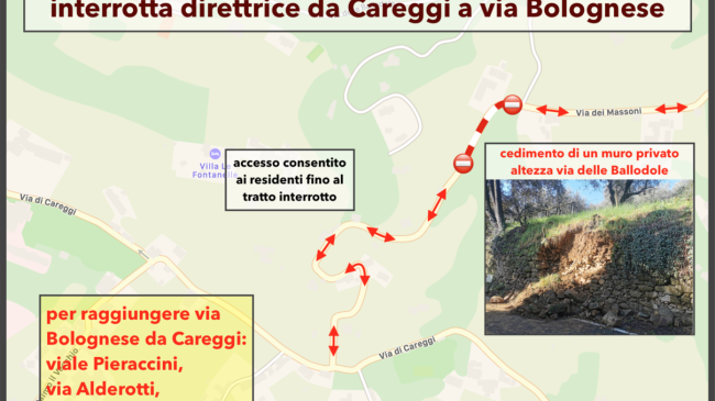 Cede muro privato in via dei Massoni