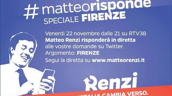Matteo Renzi venerdì sera twitta su Firenze da Rtv38