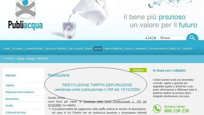 Publiacqua: poche settimane ancora per la Restituzione della Tariffa di Depurazione