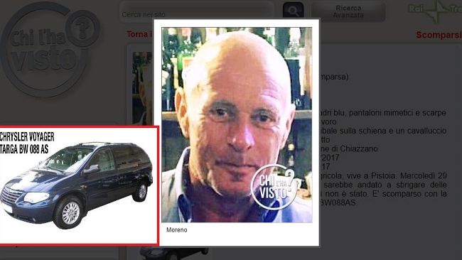 Scomparso da Pistoia: trovata a Prato l'auto del vivaista