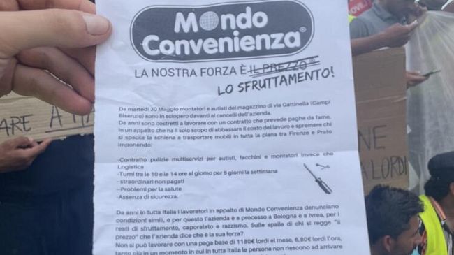 Mondo Convenienza: protesta ai negozi