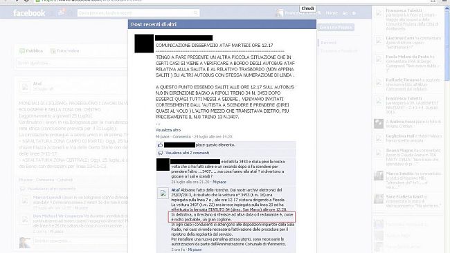 Facebook: l'ATAF dà di coglione agli utenti