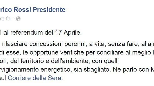 Trivelle, Referendum il 17 Aprile: Toscana, il presidente vota Sì