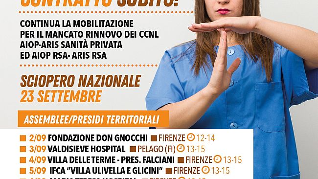 Sanità privata ed Rsa: mobilitazione per il contratto