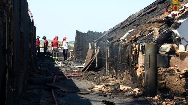 Incendio in un cantiere di Montagnana