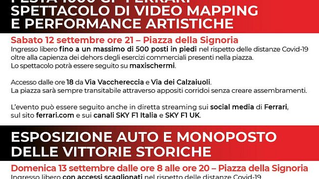 Festa Ferrari in piazza Signoria in diretta social
