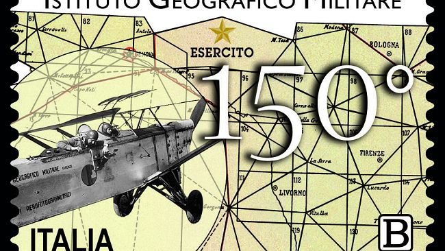 Francobollo speciale per i 150 anni delI'Istituto Geografico Militare