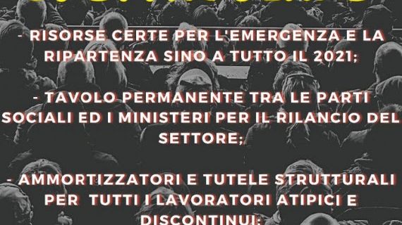Il 30 ottobre i lavoratori dello spettacolo in piazza
