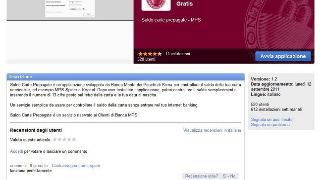 Montepaschi, nuova applicazione per Google Chrome