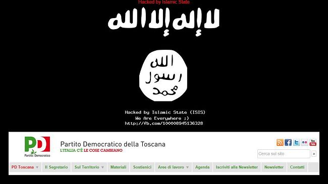 Il simbolo dell'ISIS sul sito www.pdtoscana.it