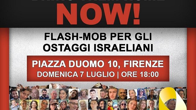 Flash-Mob per gli ostaggi israeliani a Firenze