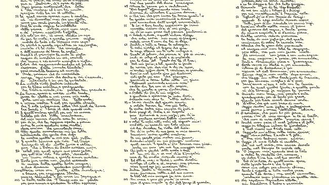 Cinque anni per ricopiare tutta la Divina Commedia