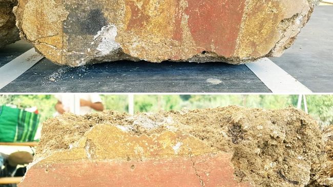 Frammenti di affreschi databili tra il IV e V secolo ritrovati nella villa Romana di Aiano