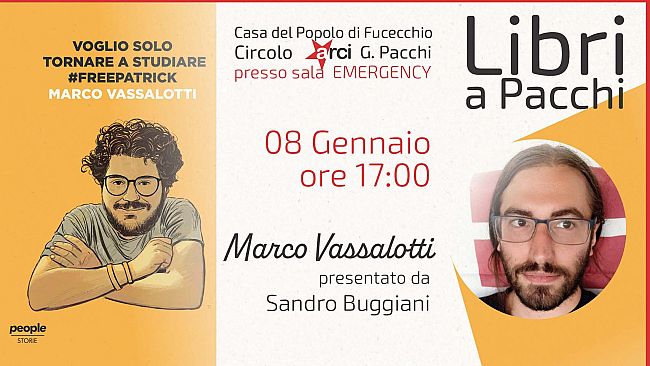 Sabato 8 gennaio libro su Patrick Zaki a Fucecchio