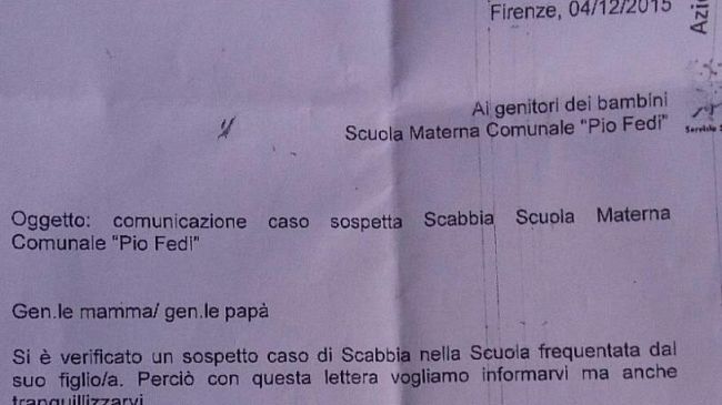 Scabbia a Firenze: nuovi casi a Scuola