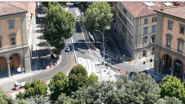 Lavori tramvia, agosto 2024: le foto dall'alto in piazza Libertà 