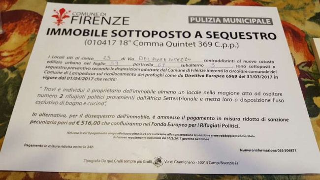 Immobile sequestrato con obbligo di accoglienza per richiedenti asilo