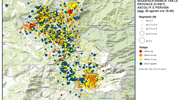 Sisma nel Centro Italia: oggi un terremoto di magnitudo Ml 4.4 in provincia di Ascoli
