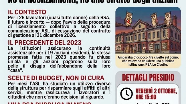 RSA Le Civette: tutta la politica si unisce al presidio
